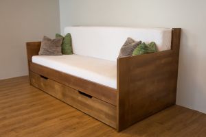 Rozkládací postel DUO C - Bez povrchové úpravy - pouze broušené dřevo Gabi