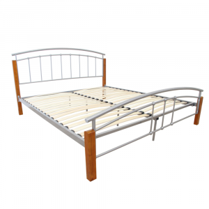 Manželská postel, dřevo olše / stříbrný kov, 180x200, MIRELA