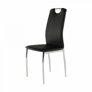 Jídelní židle, ekokůže černá / chrom, ERVINA