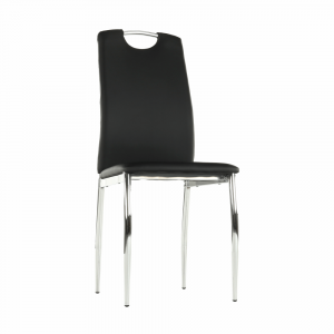 Jídelní židle, ekokůže černá / chrom, ERVINA