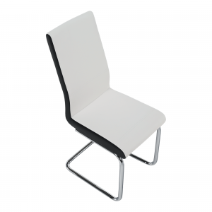 Židle, ekokůže bílá / černá + chrom, Neana
