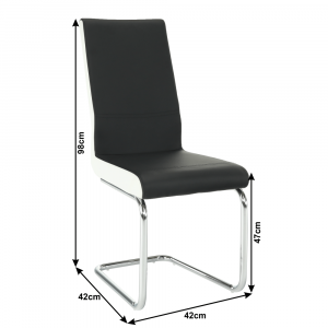 Židle, ekokůže černá / bílá + chrom, Neana