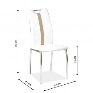 Židle, bílá / béžová ekokůže + chrom nohy, SIGNA
