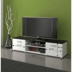 TV stolek, bílá / černá, ZUNO NEW 01