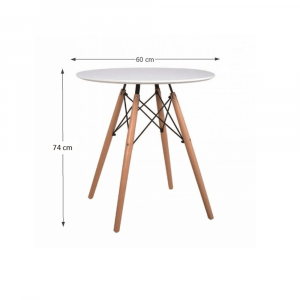 Jídelní stůl, bílá / buk, průměr 60 cm, Gamin NEW 60