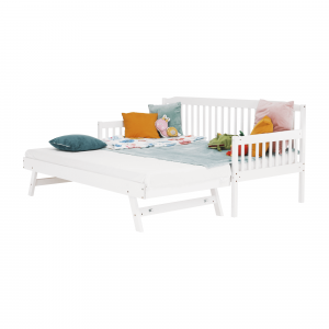 Dětská rozkládací postel s přistýlkou, bílá, masiv, PEDREZA