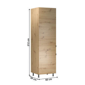 Vysoká skříňka na chladničku, dub artisan, univerzální, LANGEN D60ZL