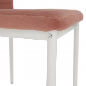 Židle, růžová, velvet látka / bílý kov, COLETA NOVA