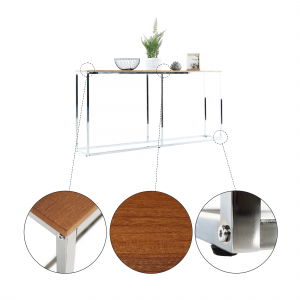 Konzolový stolek v industriálním stylu, dub / chrom, KORNIS