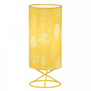 Stolní lampa, kov/žluté textilní stínítko, AVAM