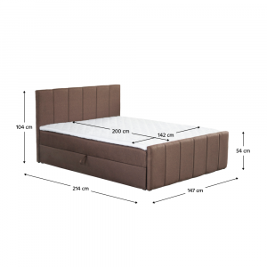 Boxspringová postel, 140x200, hnědá, STAR