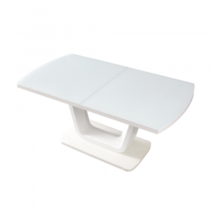 Jídelní rozkládací stůl, bílý lesk, 160-200x90 cm, OLAV